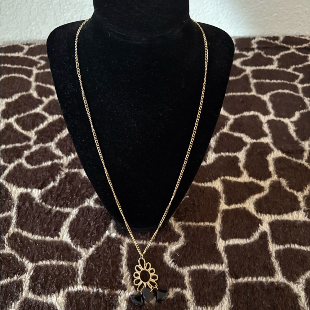 Gold and Black Vintage-Inspired Necklace
